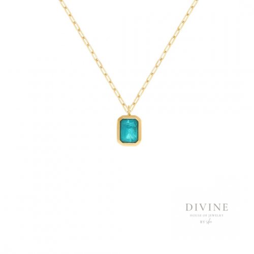 Aqua green silver 925 gold plated necklace