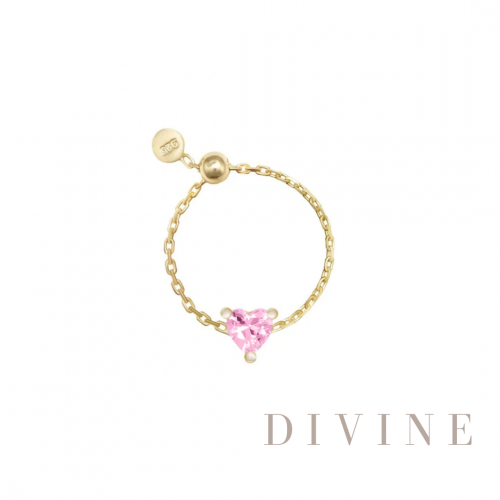 Silver 925 Adjustable gold plated pink heart shape...