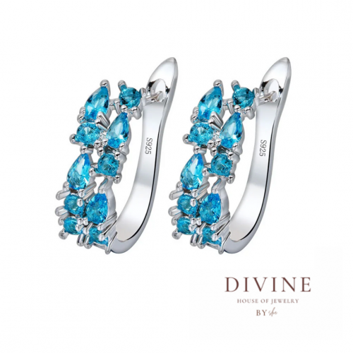 needle blue silver 925 earrings