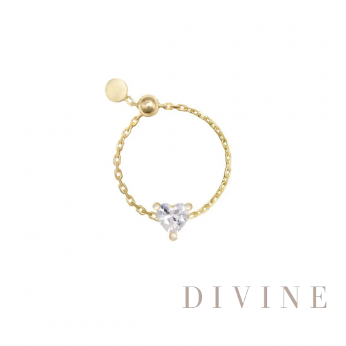 Silver 925 Adjustable gold plated heart shaped rin...