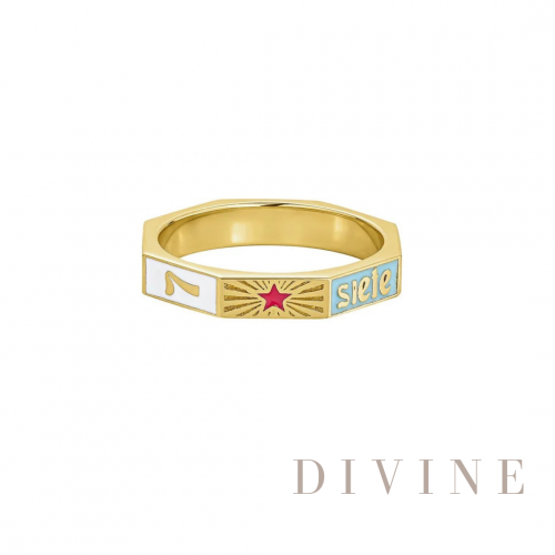 Enamel punk colorful gold plated silver 925 ring