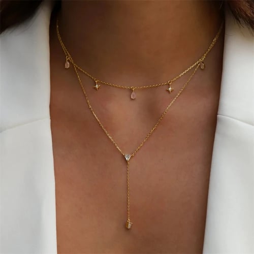 Light Pink Water Drop silver 925 necklace