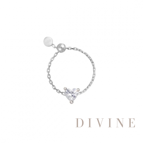 Silver 925 adjustable heart shaped ring