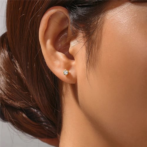 Round stone silver 925 simple set