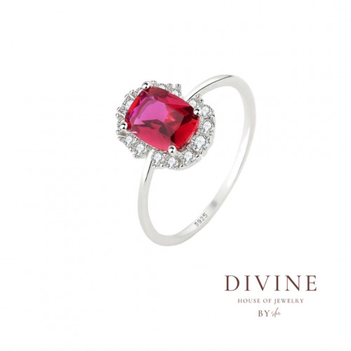 silver925 red stone ring