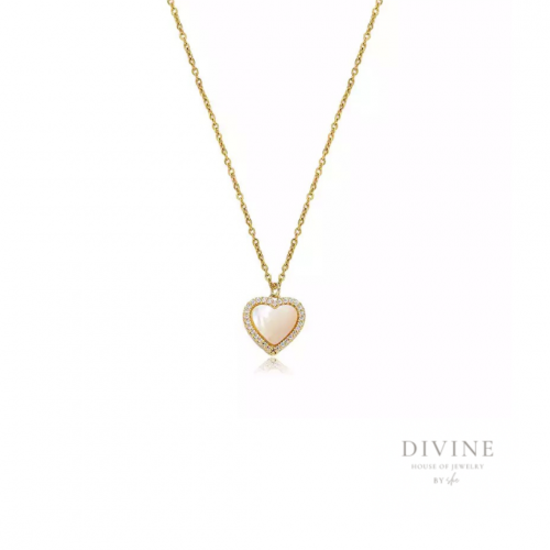 pearl heart steel necklace