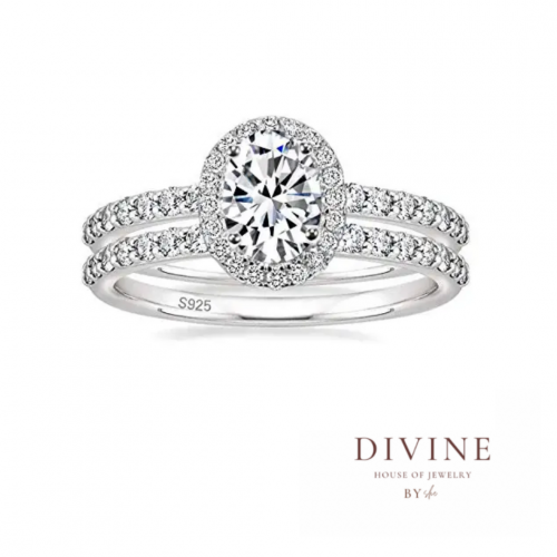 engagement silver 925 double oval cut ring