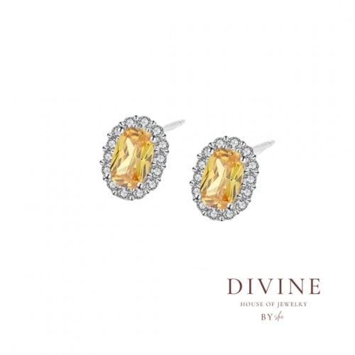 silver 925 yellow stone earrings
