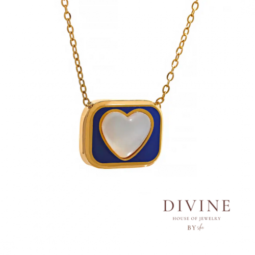 Enamel heart gold plated necklace