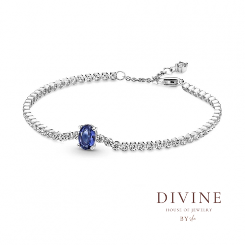 blue stone full zircon silver 925 bracelet