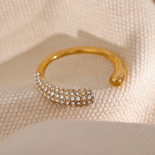 Geometric stainless steel 18k gold plated Open Rin...