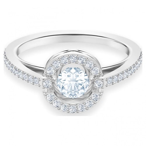 dancing clear stone silver ring