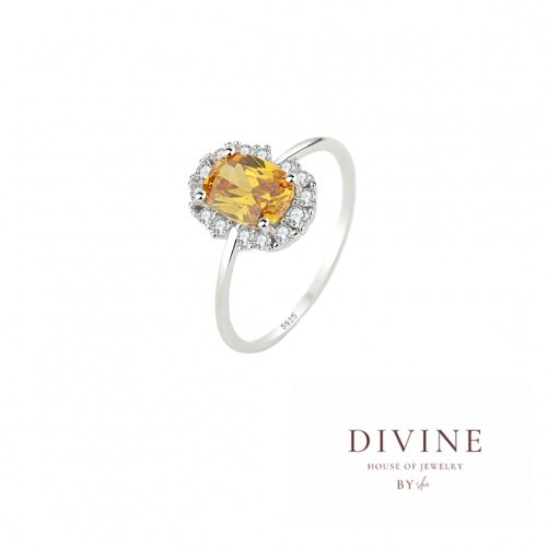 silver925 yellow stone ring