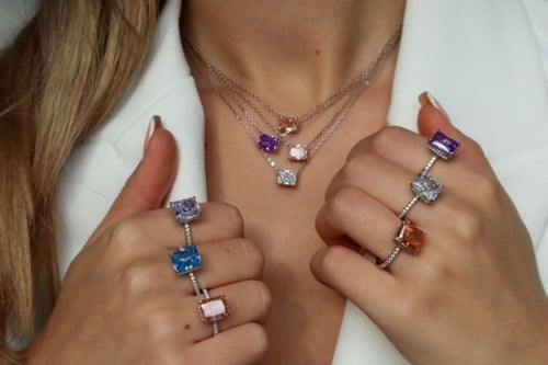 ice cut green stone silver 925 ring