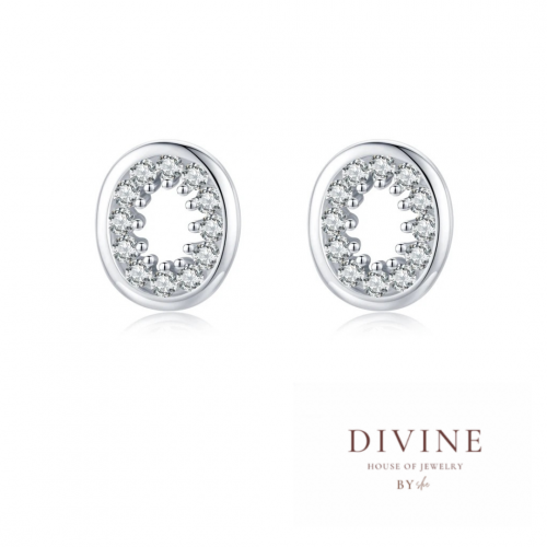 oval clear cz silver 925 earrings