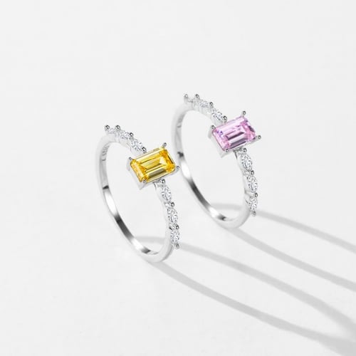 Emerald Cut Silver925 yellow stone