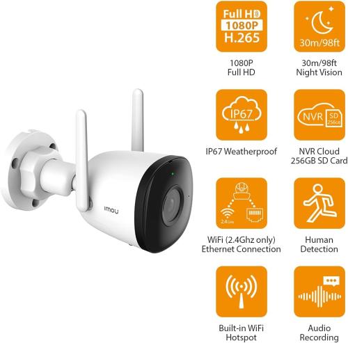 كاميرا مراقبة خارجية ايمو بوليت تو سي IMOU Bullet 2C Wifi بعدسة 4MP بدقة فل اتش دي مع دعم ميزة كشف الأشخاص