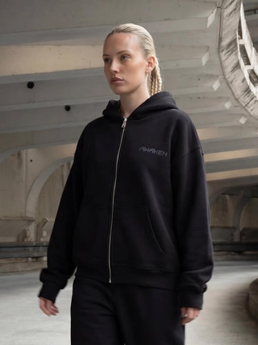 RF - BLACK ZIPPER HOODIE
