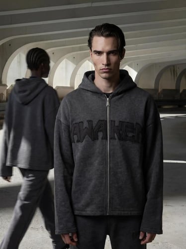 RF - WASHED BLACK ZIP HOODIE