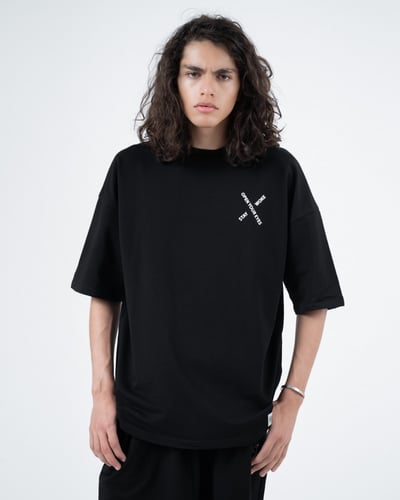 UNI-SEX OWL FEATHERS T-SHIRT - BLACK