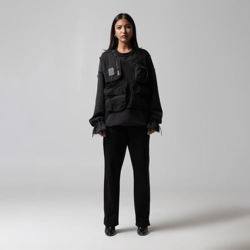 UTILITY VEST SWEATSHIRT - WASHED BLACK
