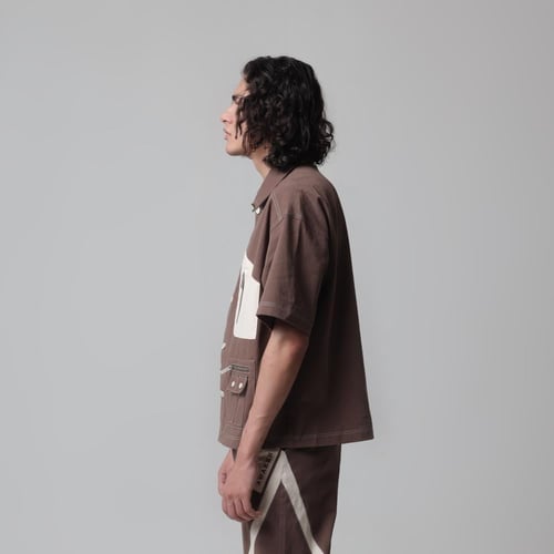 Lines Cargo Shirt - Brown/Beige