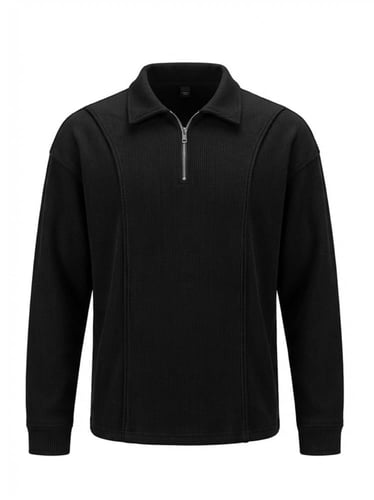 RF - BLACK ZIP POLO SWEATER