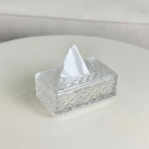 علبة مناديل زجاج