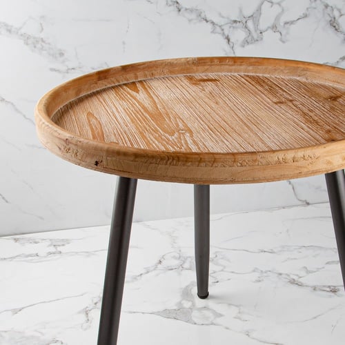 طاولة خشب طبيعي دائرية