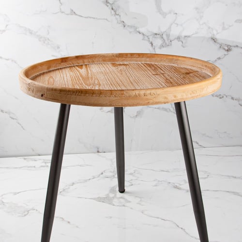 طاولة خشب طبيعي دائرية