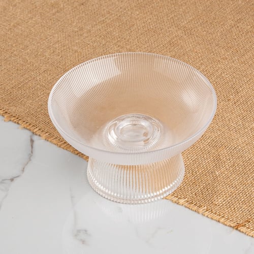 طبق تقديم زجاجي شفاف