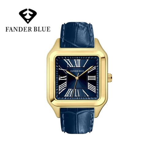 ساعة رجالية فندر بلو جلد ارقام خطوط