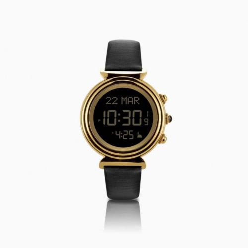 ساعة إسلامية الفجر جلد ( اسود - ذهبي )