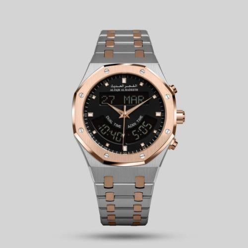 ساعة الفجر الحديث فضي | اسود 333-06