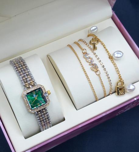 طقم إكسسوار نسائي ذهبي_اخضر 111160