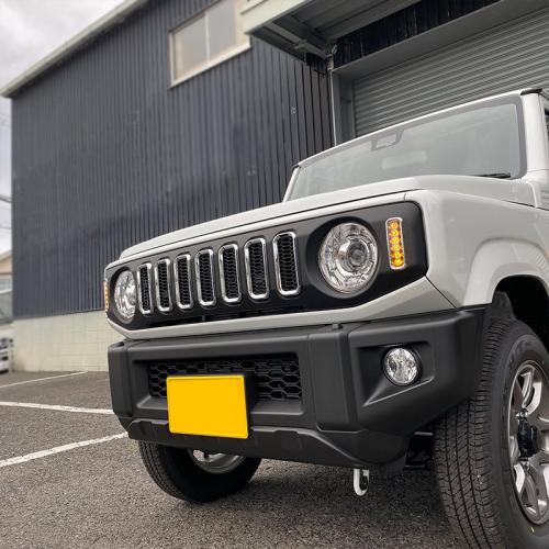 Shiny silver and black front grille