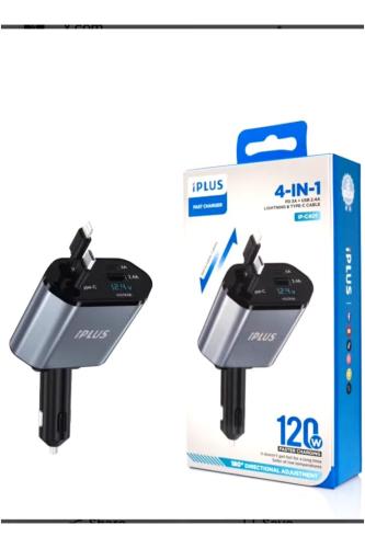 Car charger IPLUS with retractable cable IN-1-4