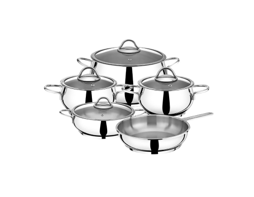 طقم قدور طهي ستانلس ستيل غطاء زجاج مستر كوك | 9 قط...
