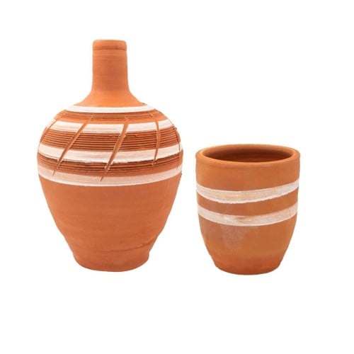 طقم جرة فخار مع كأسة وسط