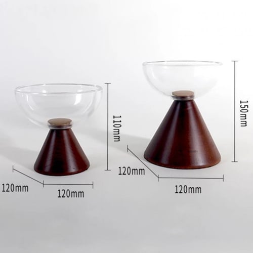 ستاند زجاج بقاعدة خشبية كبير