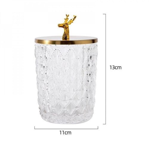 علبة زجاجية بمسكة غزال ذهبي كبير