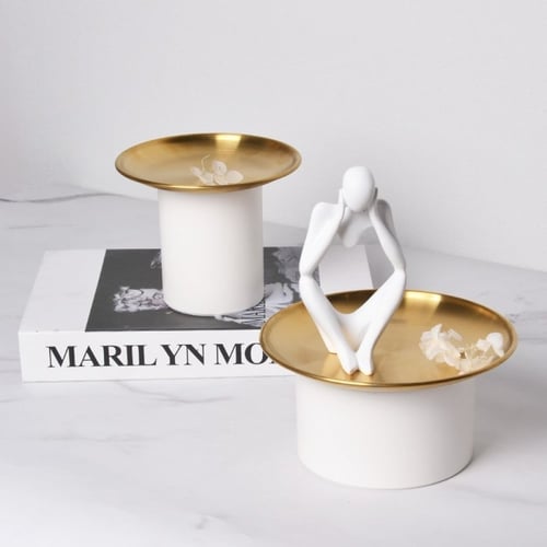 مجموعة 3 ستاندات ذهبي بقاعدة بيضاء لتقديم للحلويات