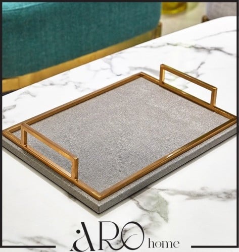 صينية تقديم فاخرة من الجلد كبيرة