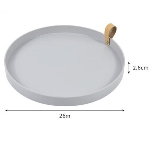 صينية تقديم باللون الرمادي بيد جلد