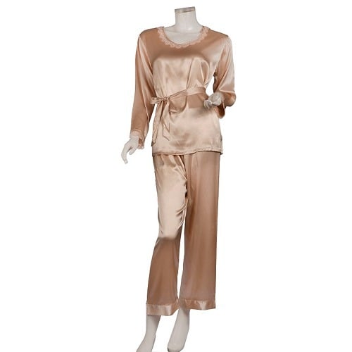 Soft silky satin pajamas. Long sleeves.