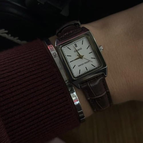 ساعة كاسيو - جلد عودي