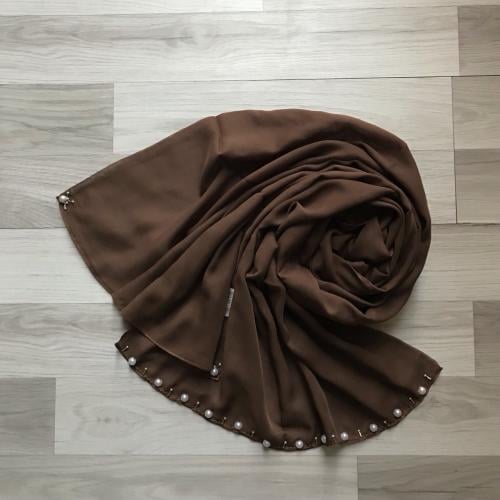 طرحة بيرلي لون بني محروق /B4