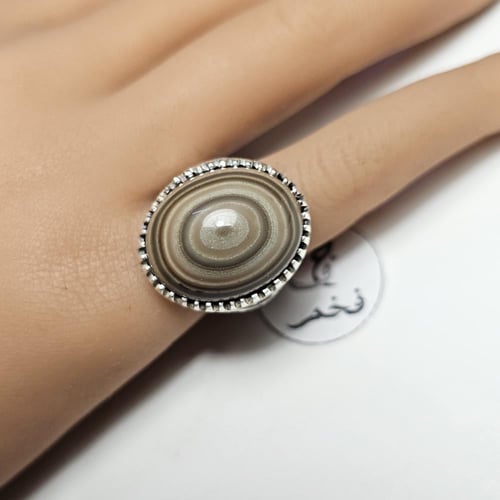 خاتم فضه فخم حجر عقيق سليماني يماني طبيعي نادر