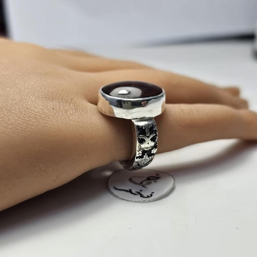 خاتم فضه نادر حجر عقيق يماني طبيعي مصور شيخ جالس