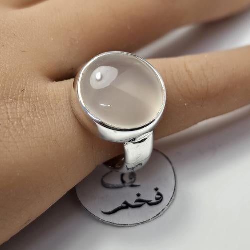 خاتم ملكي فضه حجر عقيق يماني طبيعي لون نادر
